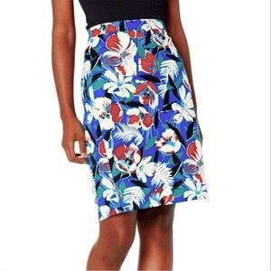 J. Crew Hawaiian floral basketweave lined pencil skirt